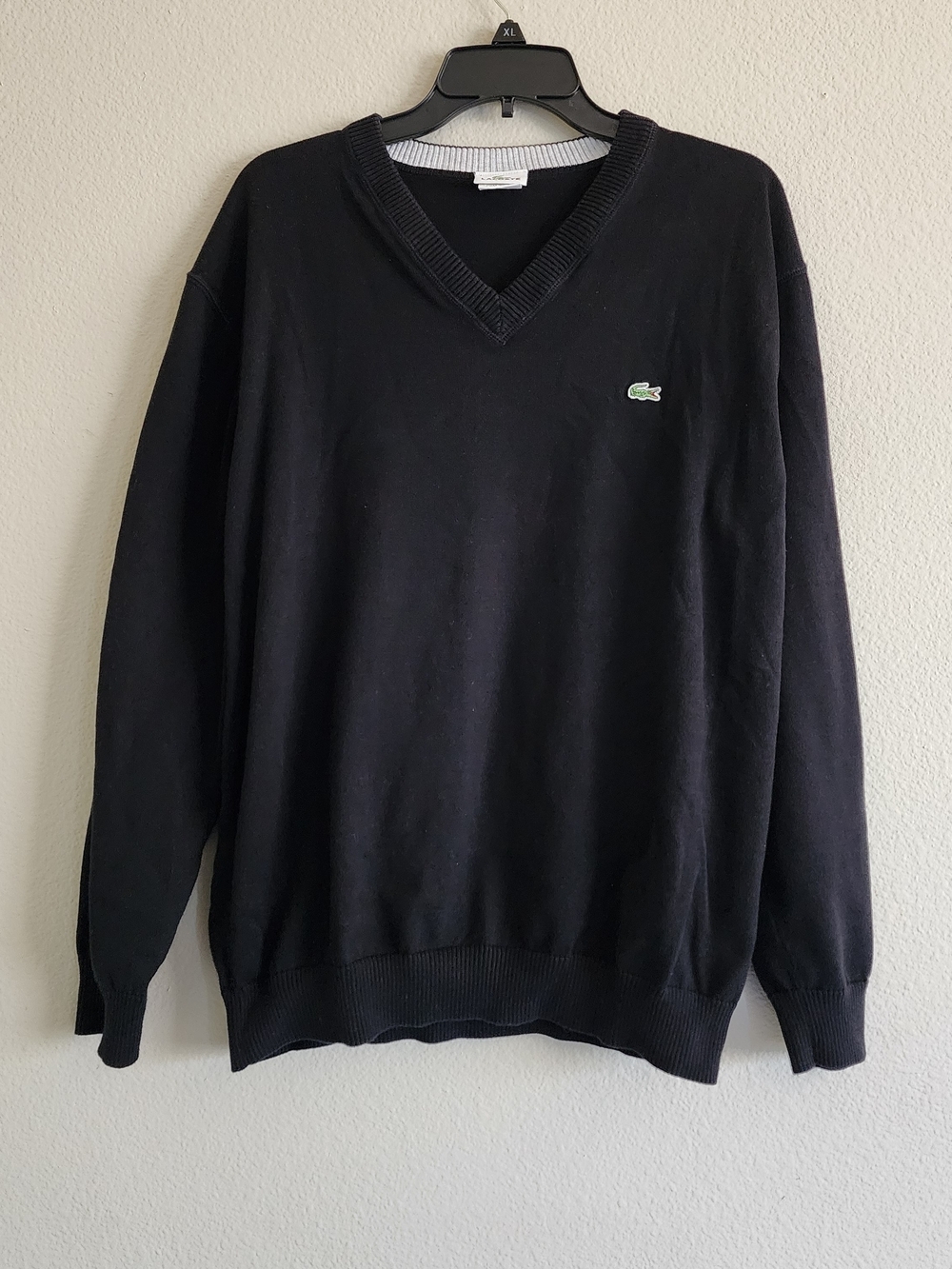 Lacoste Men's Black V-Neck Cotton Sweater